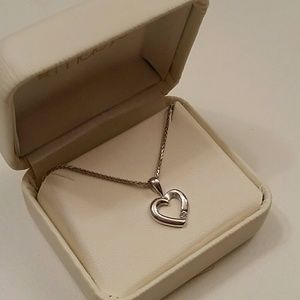 .01 ct tw Diamond & 14K White Gold Heart Pendant